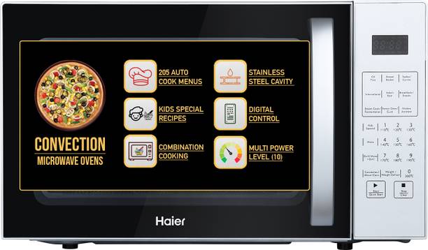 Haier 22 L 205 Auto cook Menus, KIDS special Recipes, 10 Power Levels, 4 Combination Cooking, Multistage Cooking, Auto Defrost, Child Lock Convection Convection Microwave Oven