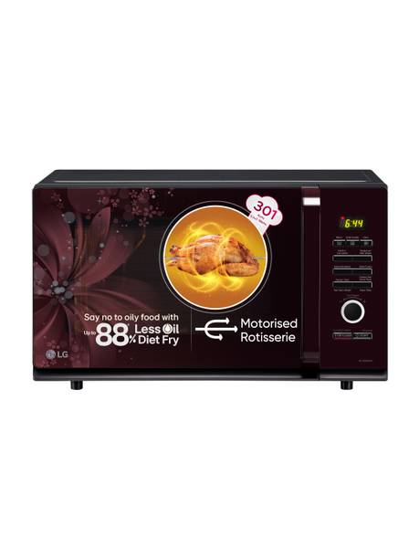LG 32 L Auto Cook Menu, Stainless steel cavity, 360 degree Motorised Rotisserie for Bar-be-queing, Indian Cuisine, Tandoor Se, Steam Clean & Diet Fry) Convection Microwave Oven