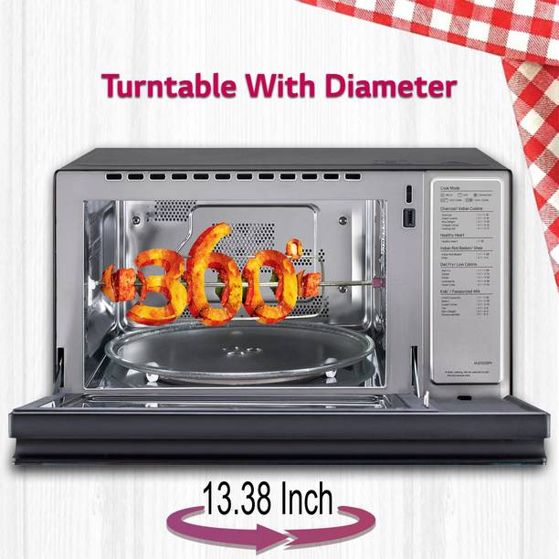 LG 32 L Diet Fry and with 360 Motorised Rotisserie for crispy and tasty bar-be-que recipes, Charcoal Convection Microwave Oven