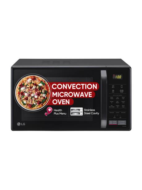LG 21 L Black, Auto Cook Menu, Defrost, Stainless Steel Cavity, Heathplus menu, Indian Cuisine, Tandoor Se, Paneer/Curd, Steam Clean & Quartz Heater) Convection Microwave Oven