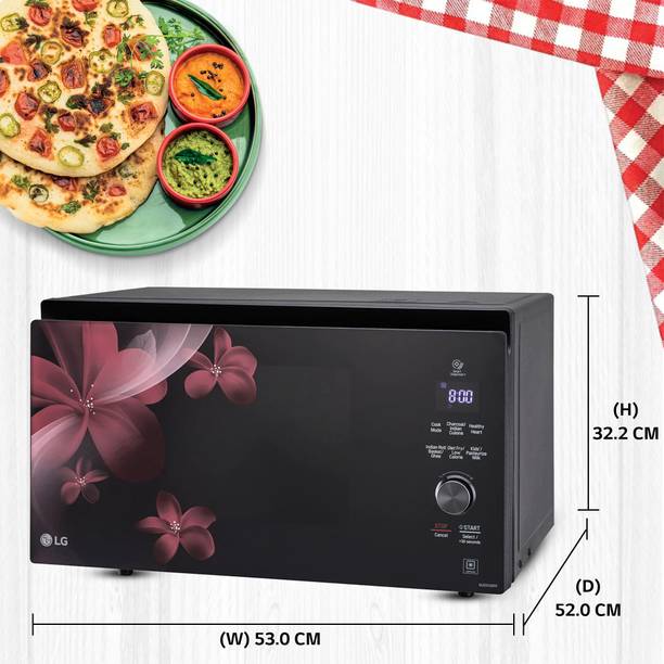 LG 32 L Diet Fry and with 360 Motorised Rotisserie for crispy and tasty bar-be-que recipes, Charcoal Convection Microwave Oven