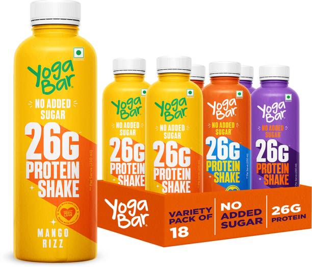 Yogabar Protein Shake Variety pack of 18 | Mango Coffee & Chocolate