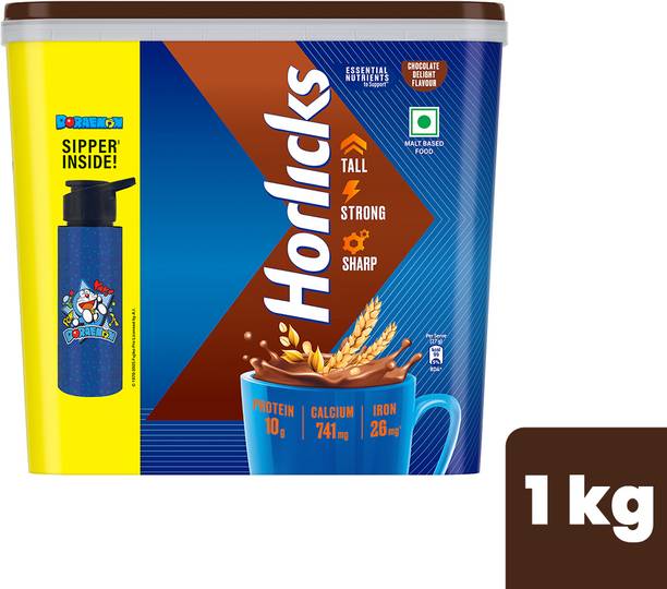 HORLICKS Health & Nutrition Drink Chocolate 1 Kg Container, 1N sipper free