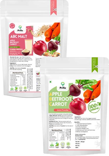 Prifo ABC Juice and ABC Milk Mix Combo Apple Beetroot Carrot healthy rich drink 2 Pack