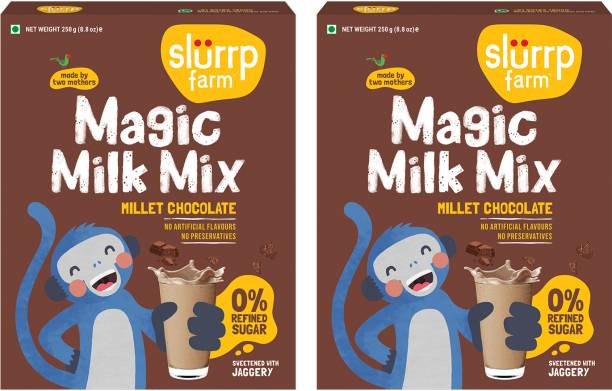 Slurrp Farm Chocolate Milk Mix, No Added Sugar Made with Ragi & Jowar, Pack of 2