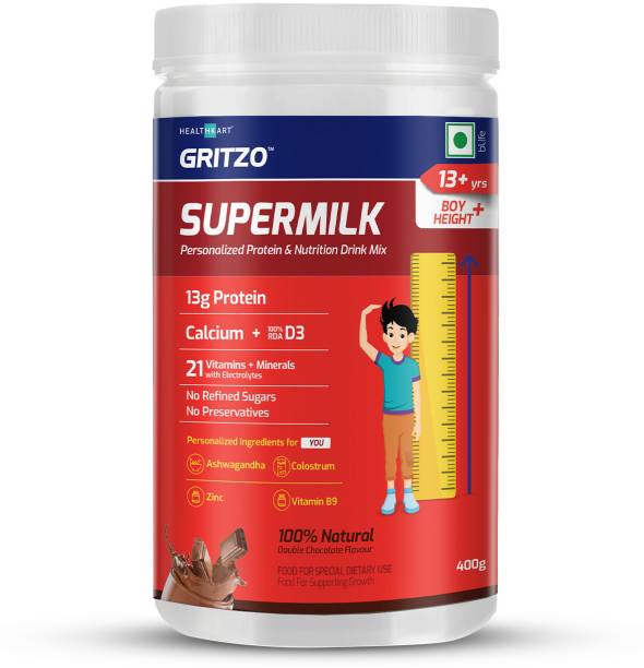 Gritzo SuperMilk Height+ (13+y Boys),13g Protein, Double Chocolate
