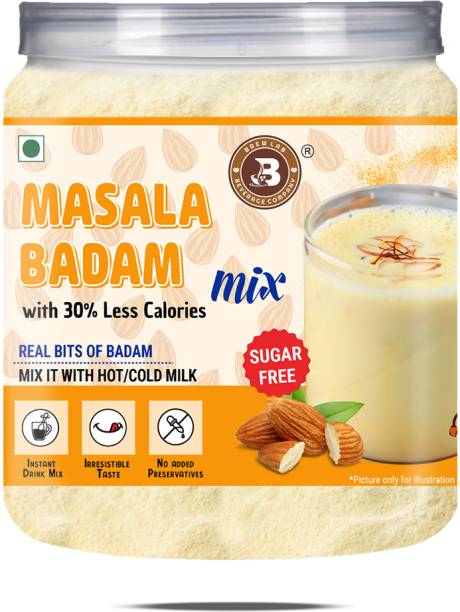 Brew Lab Masala Badam Mix No Sugar Instant Drink Mix For Healthy Digestion, Brain Health