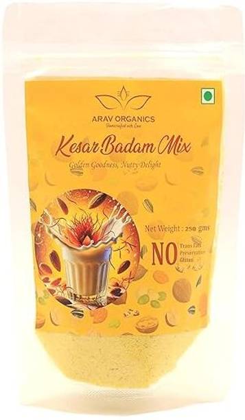 Arav Organics 100% Natural Saffron Almond Drink Powder Kesar Badam MixReady to Use