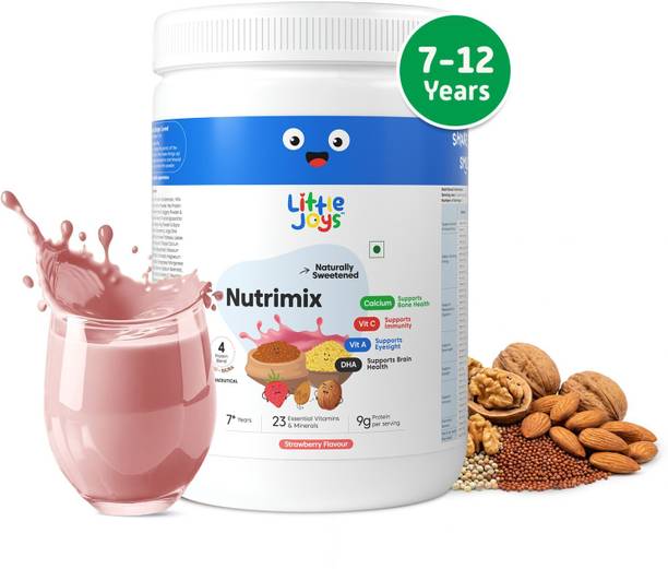 Little Joys Strawberry Nutrimix 7+ | Sweetened with Dates & Jaggery | For Energy & Immunity
