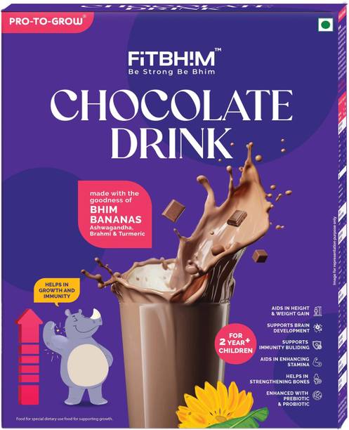 Pro-To-Grow Fitbhim Chocolate Drink with Bhim Banana,for kid's growth, (Box)