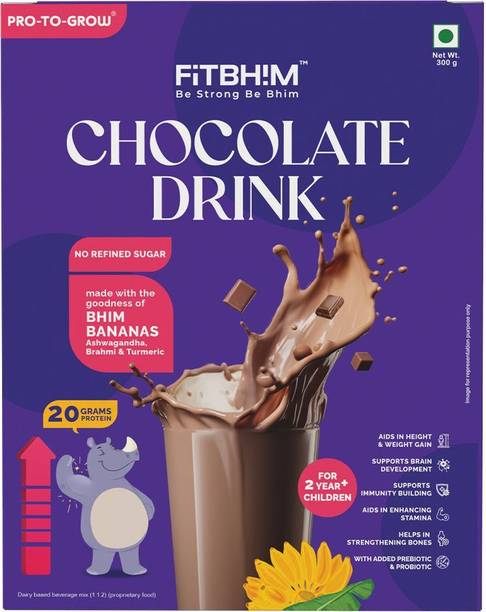 Pro-To-Grow Fitbhim Chocolate Drink with Bhim Banana,for kid's growth, (Box)