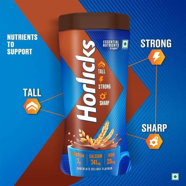 HORLICKS Chocolate Nutrition Drink TALL, STRONG , SHARP FULL OF CALCIUM & IRON