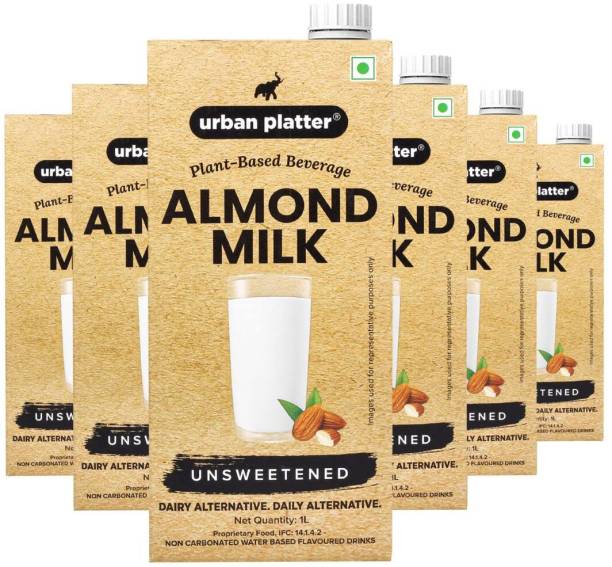 urban platter Unsweetened Almond Milk, 1 Litre [Pack of 6]