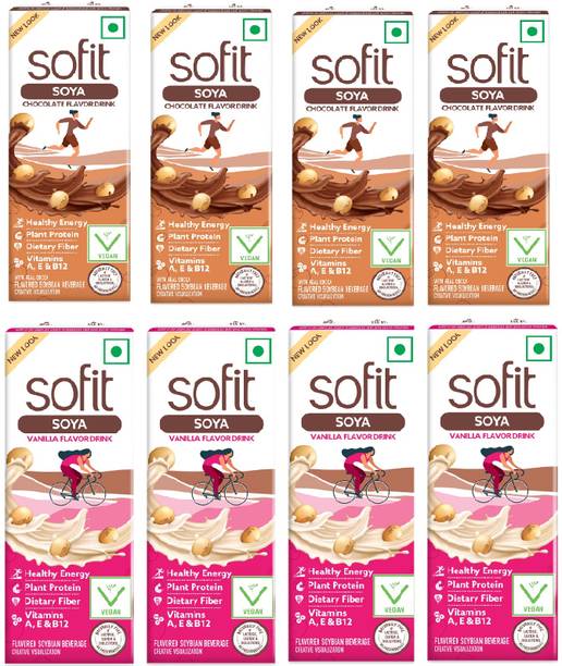 Sofit Soya Chocolate & Vanilla Flavor Drink - Pack of 8 (200ml each)