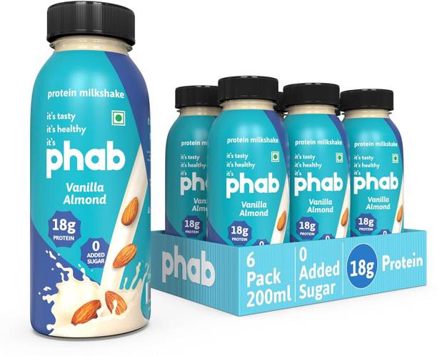 Phab Ready-to-Drink 18g Protein Milkshakes, Healthy With No Added Sugar (Pack 6) Vanilla Almond