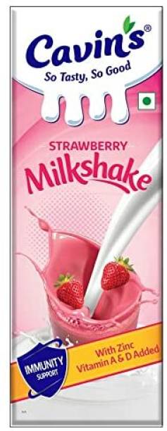 Cavin's Strawberry Milkshake, Enriched with Zinc, Vitamin A & D for Immunity Support