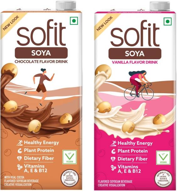 Sofit Soya Drink Chocolate & Vanilla Flavor - Pack of 2 (1 Ltr each)