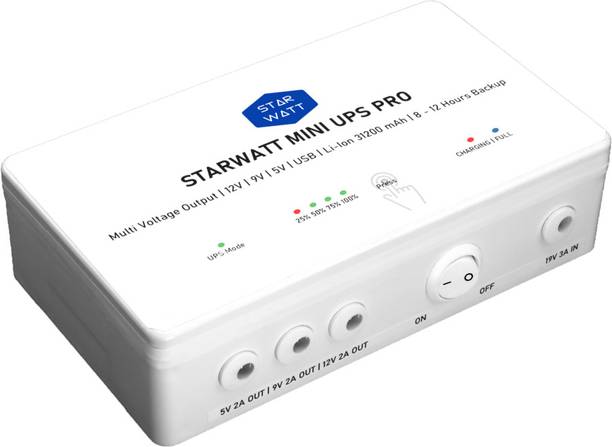 STARWATT Mini UPS Max (12-18 Hrs Backup, 31200mAh, 12V/9V/5V Output, 1 Yr Warranty) Power Backup for Router