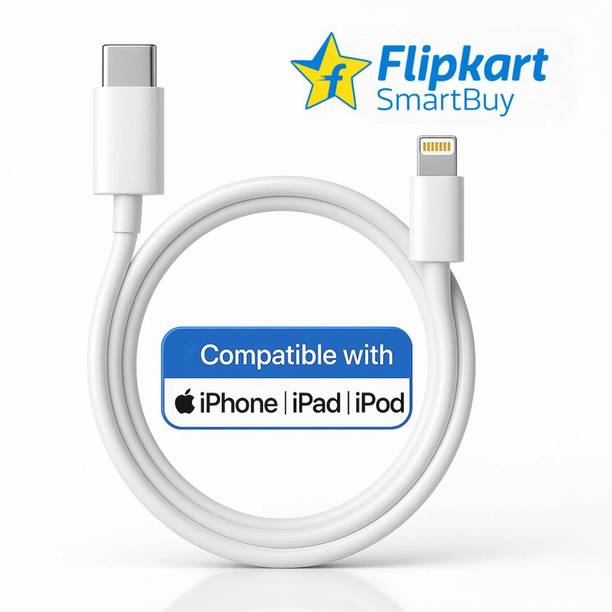 Flipkart SmartBuy Lightning Cable 3 A 1 m Original Quality 20W USB-C Type C to Lightning Fast Charging Data Cable, Replacement for Apple charger cable