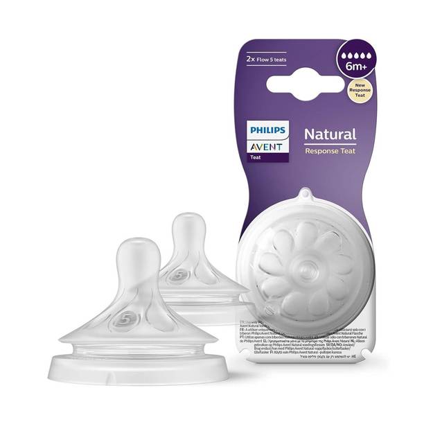 Philips Avent Natural Response Teat SCY965/02 | 6m+ age | Flow 5 | BPA free | Pack of 2 Fast Flow Nipple