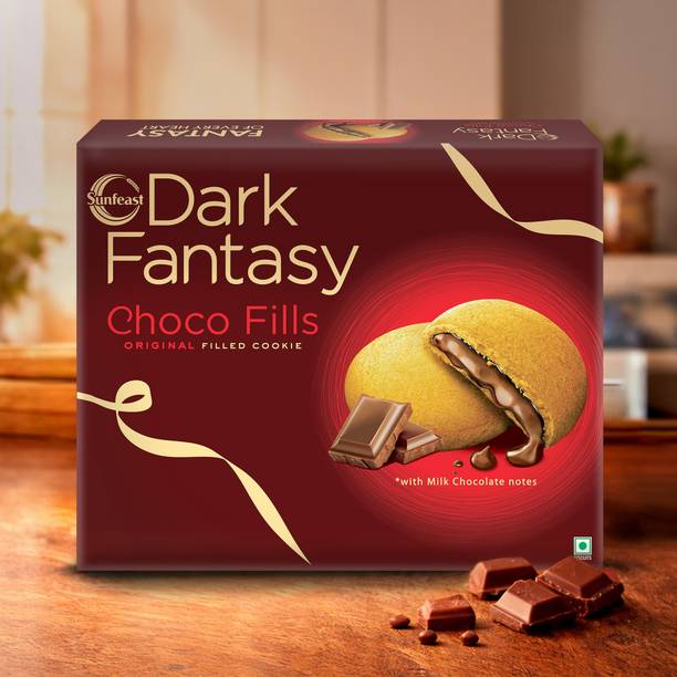 Sunfeast Dark Fantasy Choco Fills, Original Filled Cookies with Choco Creme|Perfect Snack Cookies