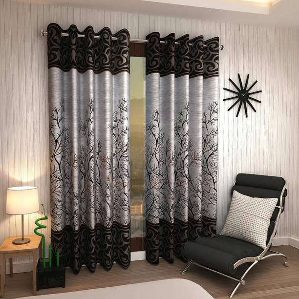 Home Sizzler 153 cm (5 ft) Window Polyester Semi Transparent Curtain (Pack Of 2)