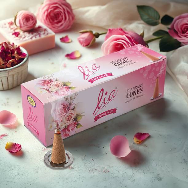 Lia Cycle Pure Prime Rose Dry Dhoop Cones, 64 Cones Rose Dhoop