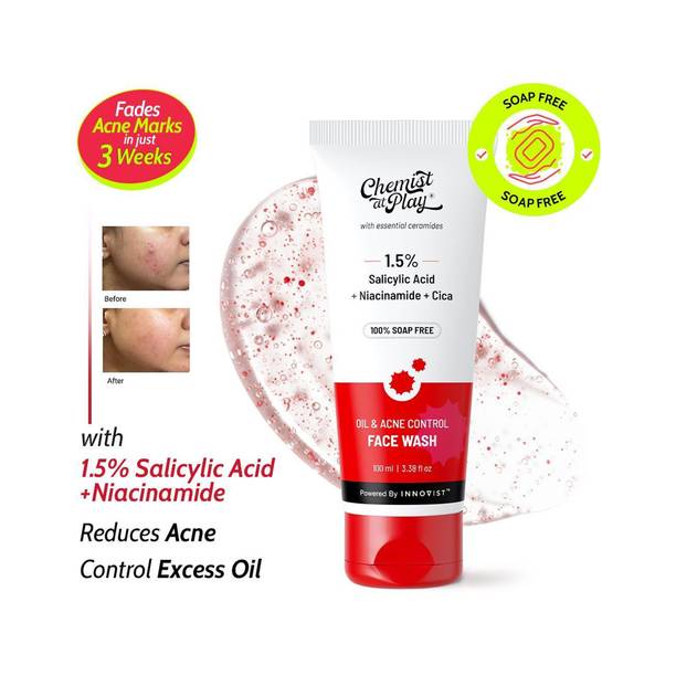 Chemist at Play Acne Control Face wash | Salicylic Acid, Niacinamide Facewash| For Men & Women Face Wash