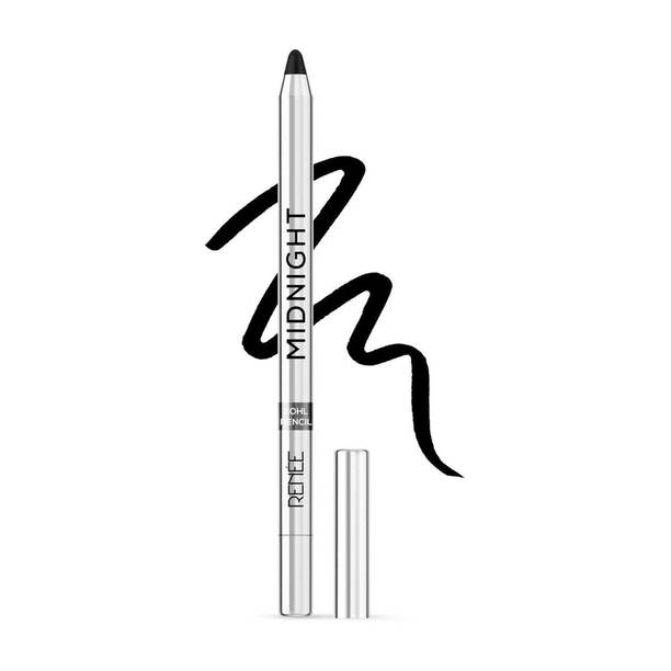रेनी Midnight Kohl Kajal Pencil - Waterproof Smudgeproof Color With Sharpener 24 Hrs
