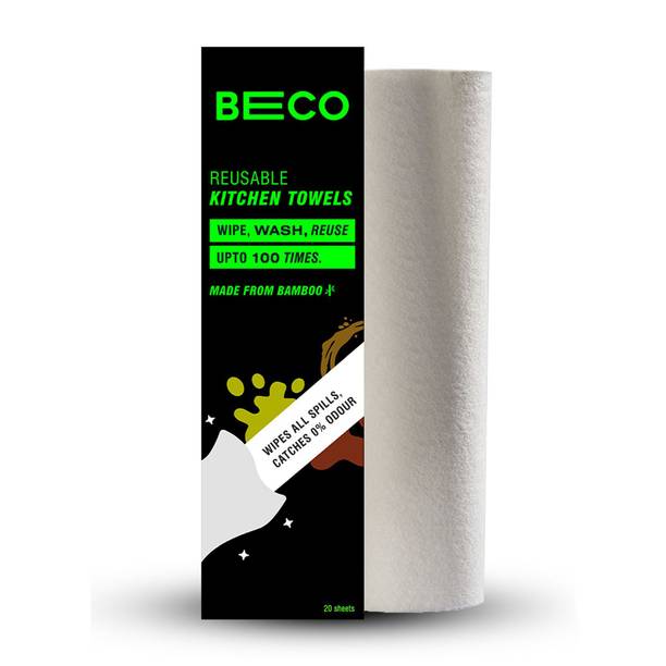 Beco Reusable Kitchen Towel (20 sheets x 100 times each-2000 wipes), Made from Bamboo