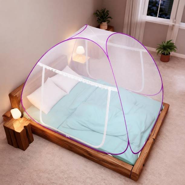 Alciono Foldable Machardani for King Size,Queen Size&Double Bed(Size:LBH-6.6X6.6X4.6 Ft) Polyester Washable Adults Mosquito Net