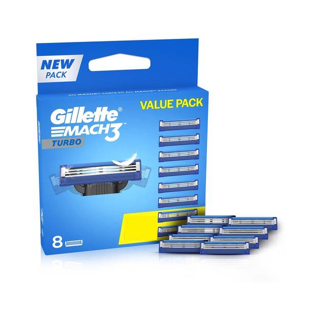 Gillette Mach3, 8 Cartridge, Shaving Razor Blades for Men, Super Value Pack