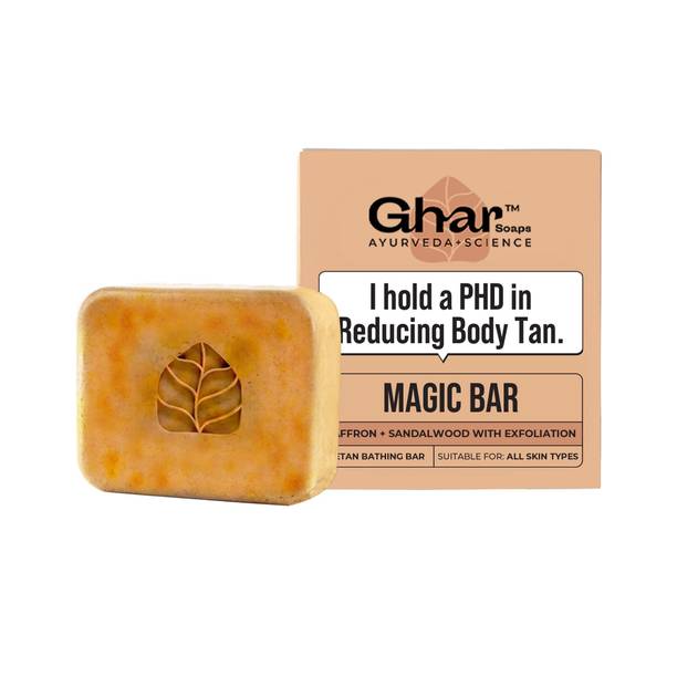 Ghar Soaps Magic Soap Sandal Wood And Saffron for DeTan and Glowing Brightening 