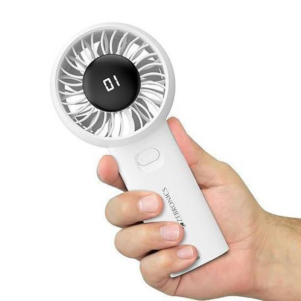 ZEBRONICS Portable Hand , Upto 12h Backup, 3600mAh Rechargeable Battery, 5 Speed Modes Zeb-Heat Buster 200 USB Fan