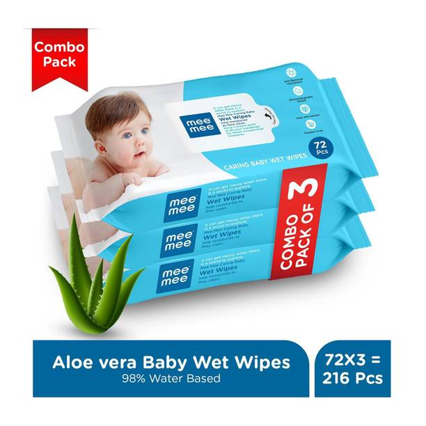 MeeMee Soft Cleansing Baby Wet with Aloe vera - Pack of 3