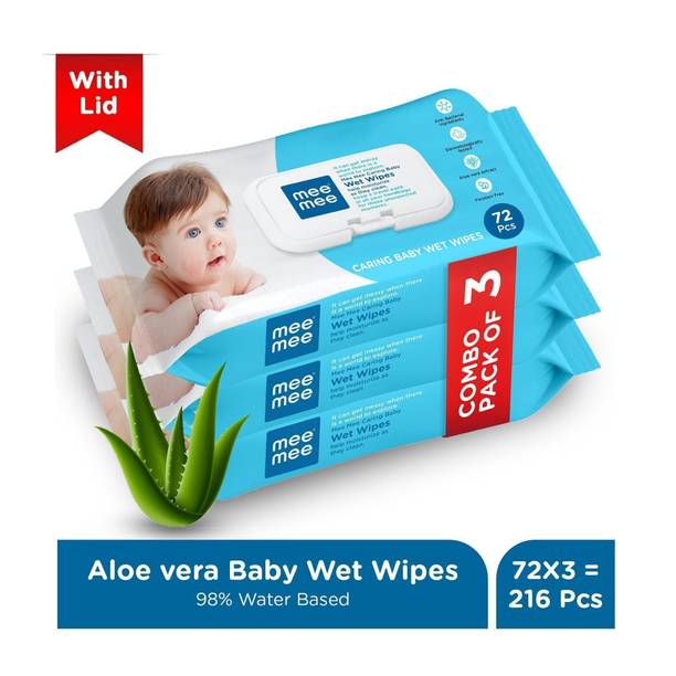 MeeMee wet wipes with lid pack of 3 72 count each