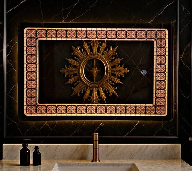 luminatri Led mirror 18"X24" inch geometrical pattern Bathroom Mirror