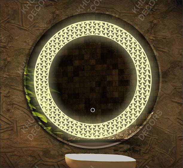 PRINCE ART 21x21 Inch LED Wall Mirror Glass with Touch Sensor Lights for Home Decor HD03 Bathroom Mirror