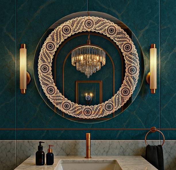 luminatri Round Bathroom LED Mirror Size 18"X18" inch with 3 color Led and Touch sensor Decorative Mirror