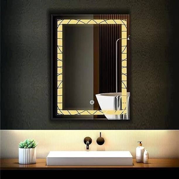 ARC homes & memorials Modern Geometric Design Cut LED with Touch Sensor & 3 Mode 18×24 inch Bathroom Lighted Mirror