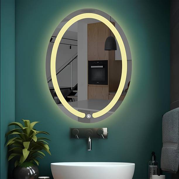 SANIF Led Mirror for bathroom || Size 18x24, Bathroom Mirror (Oval Finish : Polished) Bathroom Mirror
