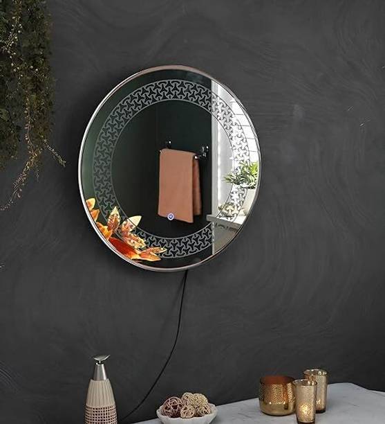 ARC homes & memorials Modern Wave Designed Circular Wall Mounted 24 inch & 3 Mode Backlit LED Bathroom Lighted Mirror