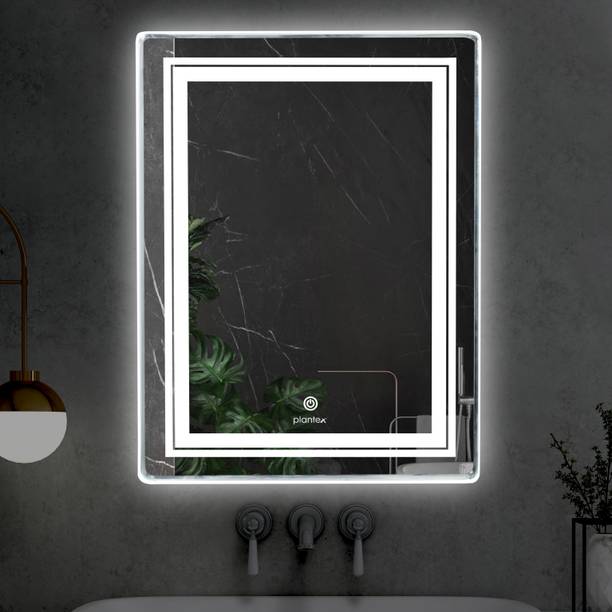 Plantex Designer LED Mirror Glass with Sensor for Bathroom/3 Tone Light (18x24 inch) Lighted Mirror
