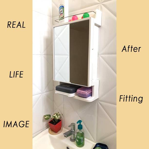 Bath Queen Bathqueen New Best Heavy Plastic Mirror Cabinet White Polypropylene Wall Shelf