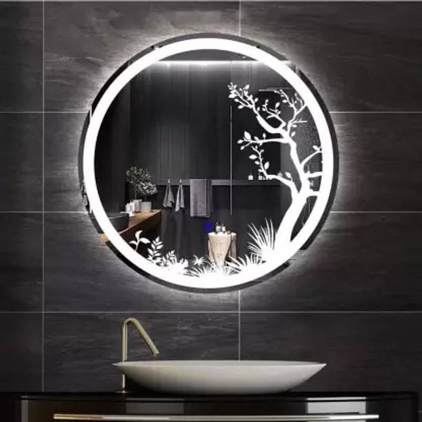PRINCE ART 21x21 Inch LED Wall Mirror Glass with Touch Sensor Lights for Home Decor HD61 Bathroom Mirror
