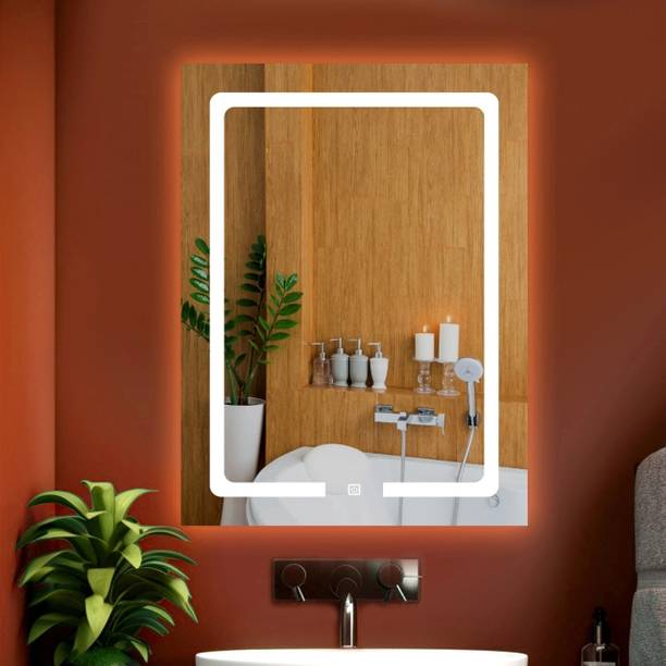 SAHAJ PLASTO Rectangular 3 LED Lights Decorative Interior Bathroom Mirror