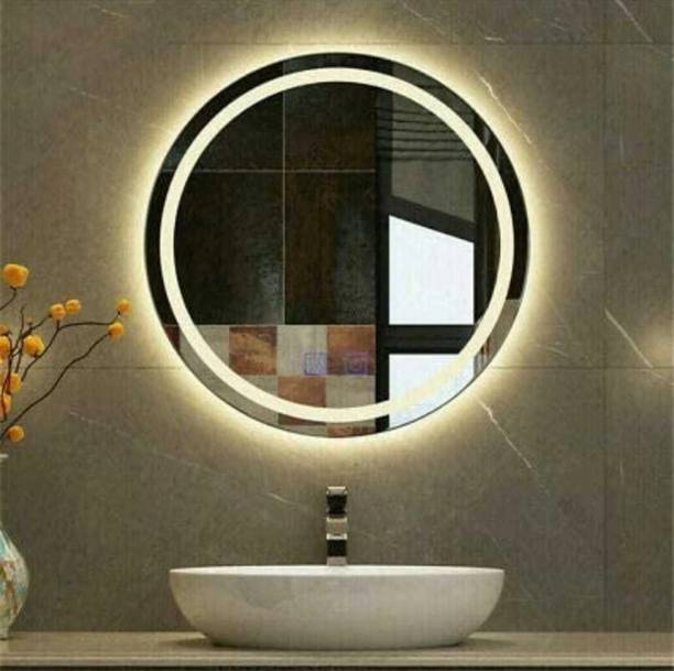 Khushi Decors Round Frame Wall with Touch Sensor & Light for Wall Decor, 21" x 21" Bathroom Mirror