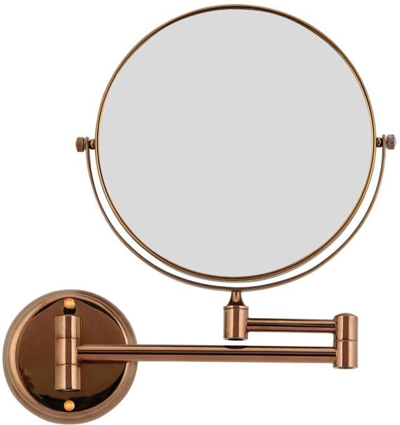 JPS Luxury Series Shaving & Make Up Wall Mounting Mirror (Rose Gold)- 8 inch Magnifying Mirror