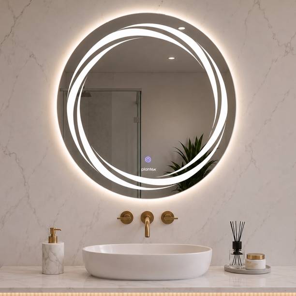 Plantex LED Mirror For Room with Touch Sensor/Designer Mirror for Bathroom(Dia.24 inch) Lighted Mirror