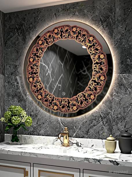 luminatri 24"x24" Inch Round LED Bathroom Mirror with Touch Sensor | Lighted Mirror | Bathroom Mirror